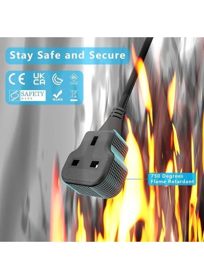 BEST ONE 1 Way Extension Cord 10M – 13A Single Socket Power Lead with UK 3-Pin Plug, Heavy-Duty Extension Cable 3250W Max, Fireproof Cable, for Home, Office, Travel – Black - Image 5